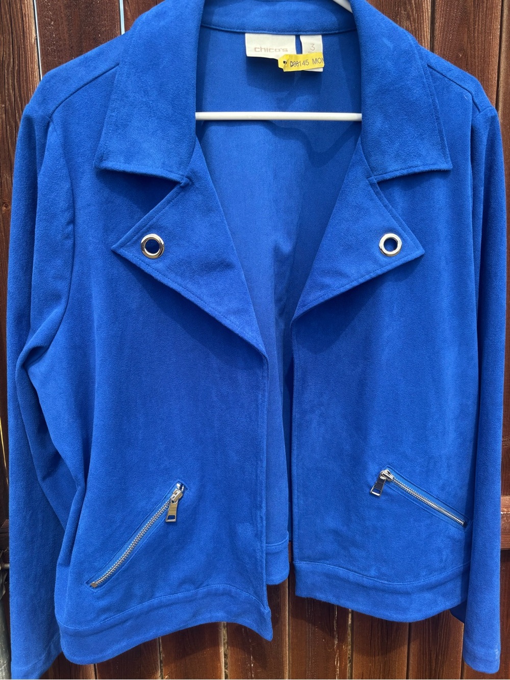 Chico's Royal Blue Moto-Style Jean Jacket